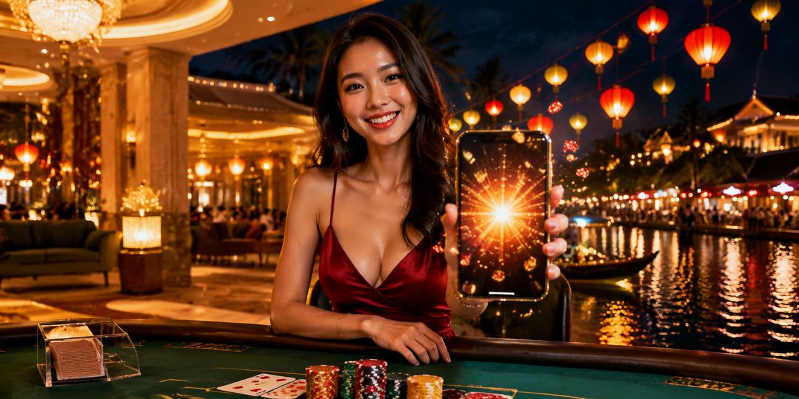 Ánh đèn lồng Hội An về đêm gợi lên không khí trải nghiệm baccarat trực tuyến sang trọng