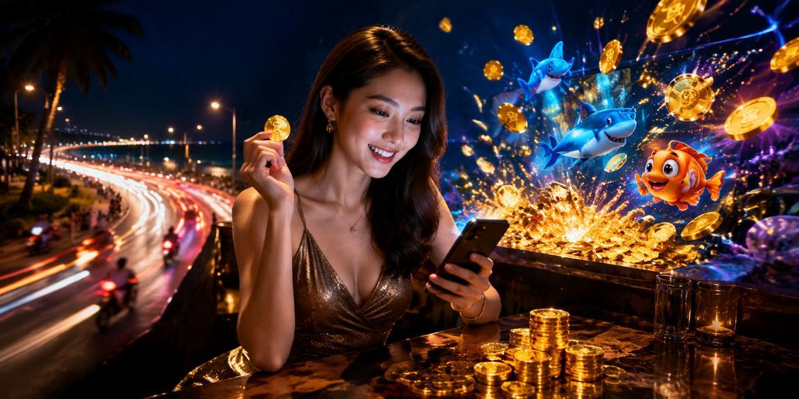Người dùng tại Mũi Né thực hiện nạp tiền qua ví điện tử trên điện thoại di động bên bờ biển